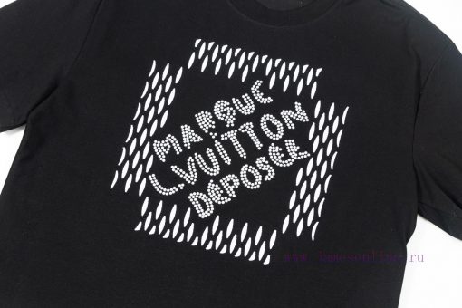 LV Louis Early Spring Nail Bead Embroidered New Short Sleeved T-shirt Made Of High-quality And q36kdhsv - Image 4