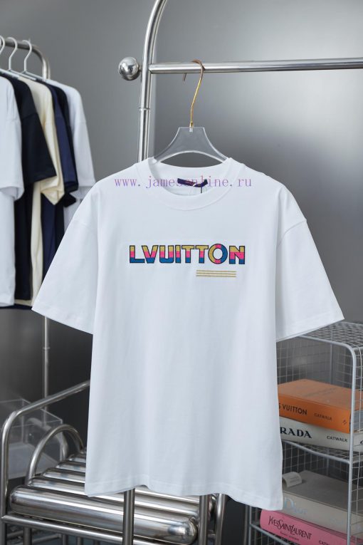Louis LV 25ss Early Spring New Short Sleeve Gradient Embroidery Ink Painting Printed Short Slee gi8flx2c