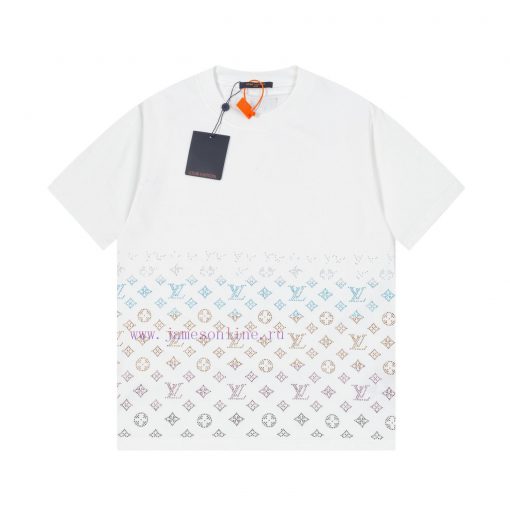 LV Lulu's Early Spring Flower Diamond Jacquard New Short Sleeved T-shirt Made Of High-quality A nzvtpe21
