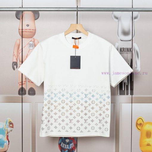 LV Lulu's Early Spring Flower Diamond Jacquard New Short Sleeved T-shirt Made Of High-quality A pkh0epft - Image 2