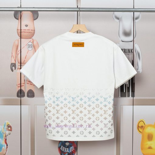 LV Lulu's Early Spring Flower Diamond Jacquard New Short Sleeved T-shirt Made Of High-quality A pkh0epft - Image 3