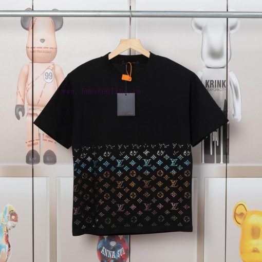 LV Lulu's Early Spring Flower Diamond Jacquard New Short Sleeved T-shirt Made Of High-quality A ftv8gd26 - Image 2