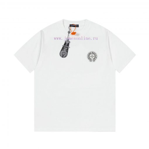 The Front And Back Of The CHROME HEARTS Short Sleeved T-shirt Feature High-end Hot Stamping And 7afe4v8y