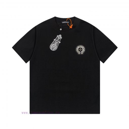 The Front And Back Of The CHROME HEARTS Short Sleeved T-shirt Feature High-end Hot Stamping And zw178cpy - Image 2