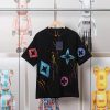 LV Louis Hand-painted Picture Crow New Short Sleeved Shirt High-quality Nylon Smooth Pure Cotto 90y3ukqv