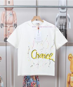 CHANEL Color Handmade Graffiti Hand-painted Short Sleeved T-shirt Fabric Adopts Customized Dyei 8d010tn4