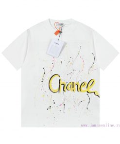 CHANEL Color Handmade Graffiti Hand-painted Short Sleeved T-shirt Fabric Adopts Customized Dyei m9e8xvqz