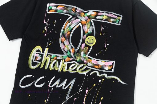 CHANEL Color Handmade Graffiti Hand-painted Short Sleeved T-shirt Fabric Adopts Customized Dyei j0nqm3o3 - Image 8