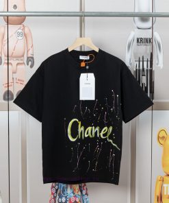 CHANEL Color Handmade Graffiti Hand-painted Short Sleeved T-shirt Fabric Adopts Customized Dyei xhvk28if
