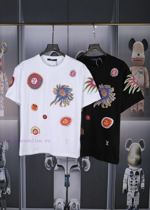 LV Louis Spring/Summer New Embroidered Short Sleeves Made Of High Quality Heavy Duty Double Yar zb2nnk4g