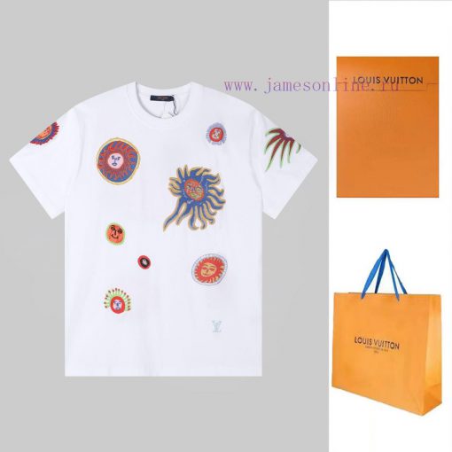 LV Louis Spring/Summer New Embroidered Short Sleeves Made Of High Quality Heavy Duty Double Yar fq6oglan - Image 2