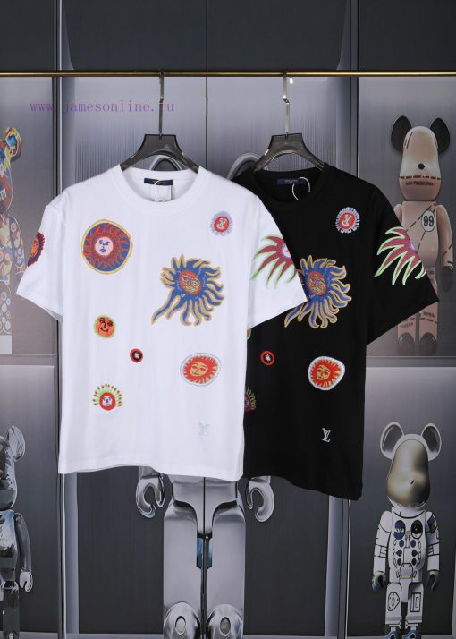 LV Louis Spring/Summer New Embroidered Short Sleeves Made Of High Quality Heavy Duty Double Yar zb2nnk4g - Image 2
