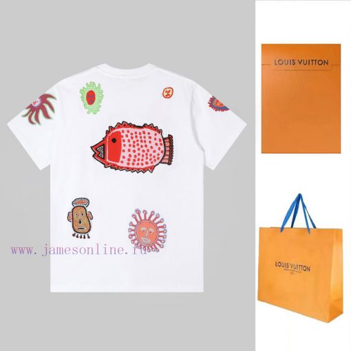 LV Louis Spring/Summer New Embroidered Short Sleeves Made Of High Quality Heavy Duty Double Yar fq6oglan - Image 3