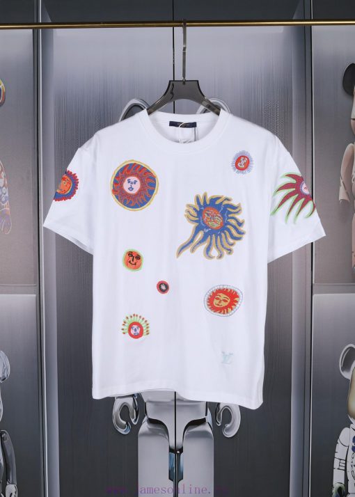 LV Louis Spring/Summer New Embroidered Short Sleeves Made Of High Quality Heavy Duty Double Yar zb2nnk4g - Image 3
