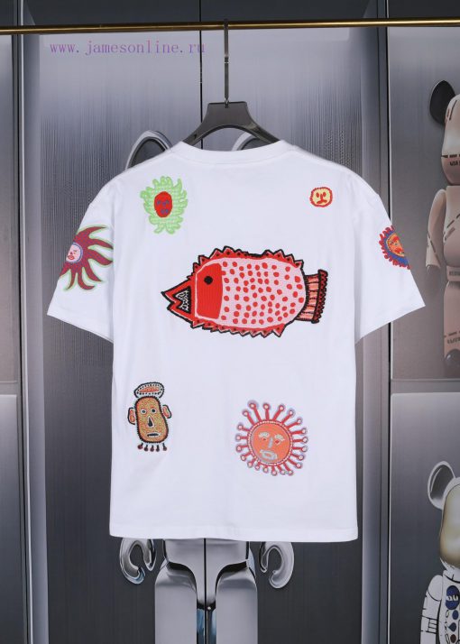 LV Louis Spring/Summer New Embroidered Short Sleeves Made Of High Quality Heavy Duty Double Yar zb2nnk4g - Image 4