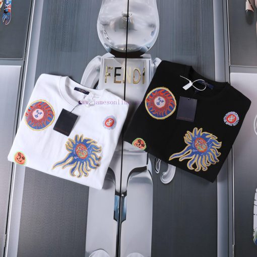 LV Louis Spring/Summer New Embroidered Short Sleeves Made Of High Quality Heavy Duty Double Yar zb2nnk4g - Image 5