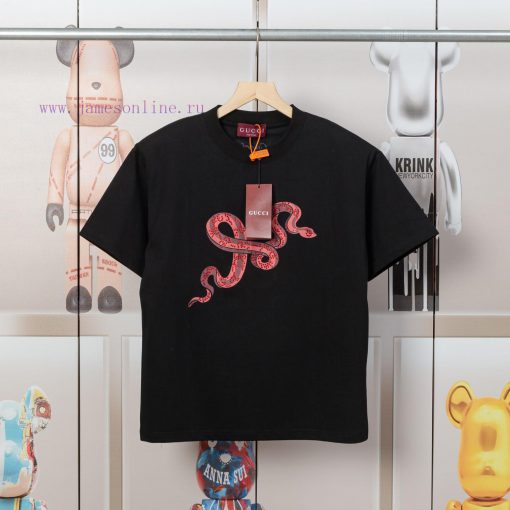 GUCCi Letter Printed Embroidered Rhinestone Short Sleeved T-shirt Made Of Ice Feeling Nylon Pur 44erekwk
