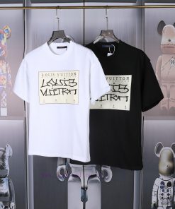 LV Louis Printed Embroidered New Short Sleeve Made Of High Quality Nylon Smooth Pure Cotton Fab 4z8zptzp