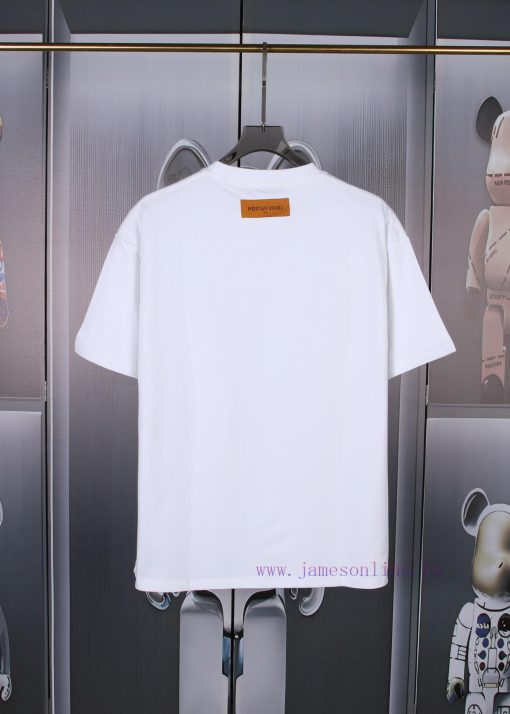 LV Louis Printed Embroidered New Short Sleeve Made Of High Quality Nylon Smooth Pure Cotton Fab 4z8zptzp - Image 4