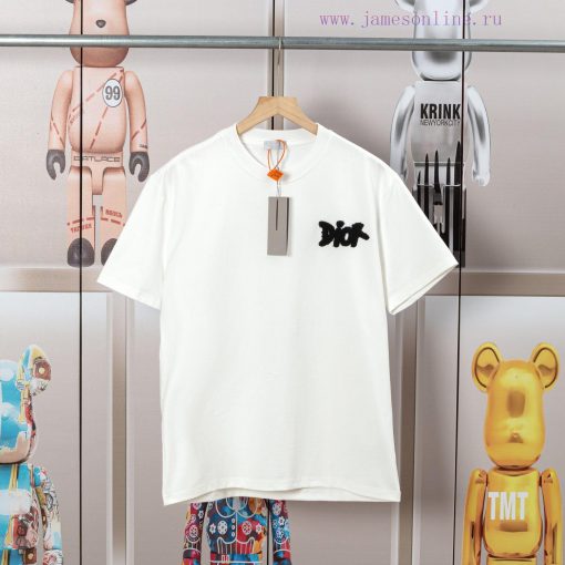 Dior DIOR's New Towel Embroidered Short Sleeved T-shirt Made Of High-quality Nylon And Pure Cot rjbd1gou