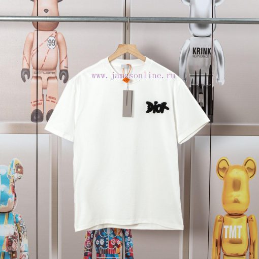 Dior DIOR's New Towel Embroidered Short Sleeved T-shirt Made Of High-quality Nylon And Pure Cot rjbd1gou - Image 2
