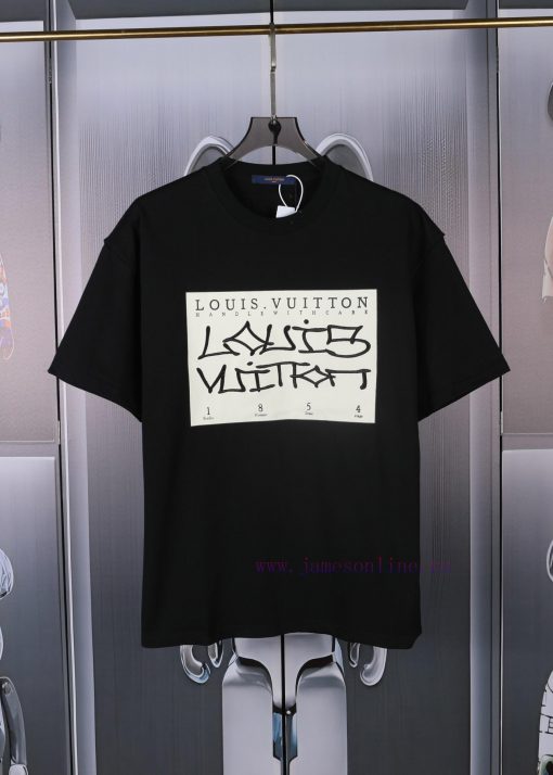 LV Louis Printed Embroidered New Short Sleeves Made Of High-quality Nylon And Smooth Pure Cotto tac0ymka - Image 3