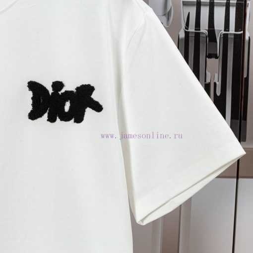 Dior DIOR's New Towel Embroidered Short Sleeved T-shirt Made Of High-quality Nylon And Pure Cot rjbd1gou - Image 5