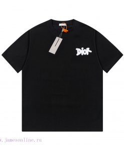 Dior DIOR's New Towel Embroidered Short Sleeved T-shirt Made Of High-quality Nylon And Pure Cot dpk81sdd