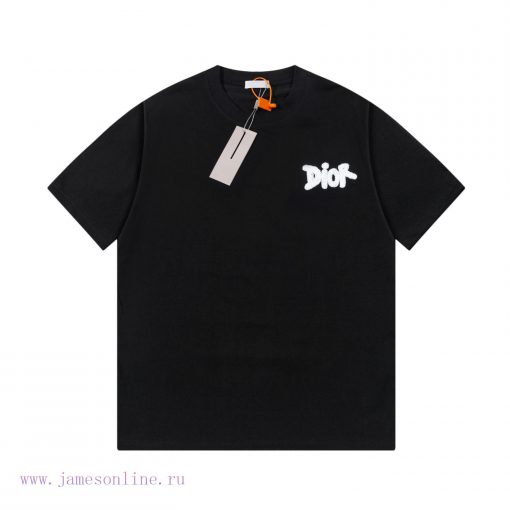 Dior DIOR's New Towel Embroidered Short Sleeved T-shirt Made Of High-quality Nylon And Pure Cot dpk81sdd