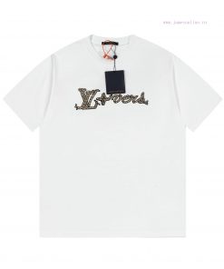 LV Louis Embroidered New Short Sleeves Made Of High Quality Nylon Smooth Pure Cotton Washed Fab p9q0luaj