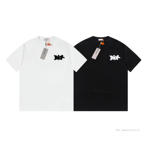 Dior DIOR's New Towel Embroidered Short Sleeved T-shirt Made Of High-quality Nylon And Pure Cot dpk81sdd - Image 4
