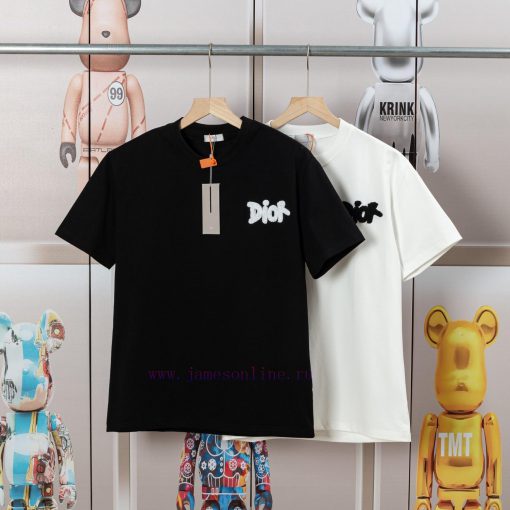 Dior DIOR's New Towel Embroidered Short Sleeved T-shirt Made Of High-quality Nylon And Pure Cot tu8labt9 - Image 5