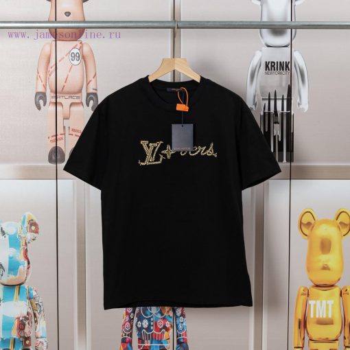 LV Louis Embroidered New Short Sleeves Made Of High Quality Nylon Smooth Pure Cotton Washed Fab gx07q657