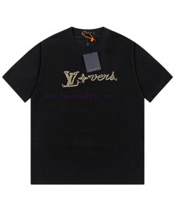 LV Louis Embroidered New Short Sleeves Made Of High Quality Nylon Smooth Pure Cotton Washed Fab yyy97mco