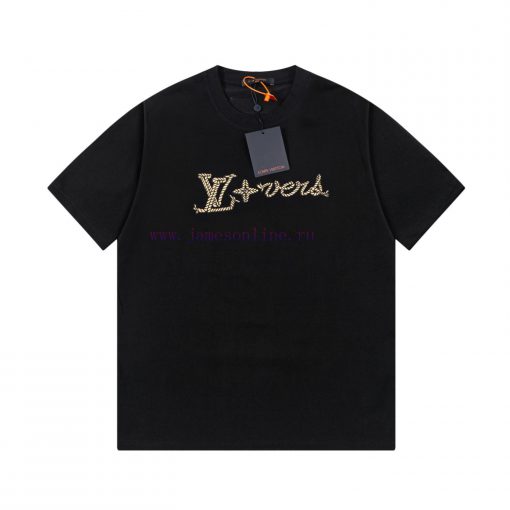 LV Louis Embroidered New Short Sleeves Made Of High Quality Nylon Smooth Pure Cotton Washed Fab yyy97mco