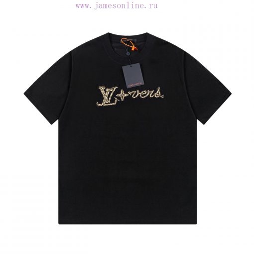 LV Louis Embroidered New Short Sleeves Made Of High Quality Nylon Smooth Pure Cotton Washed Fab yyy97mco - Image 2