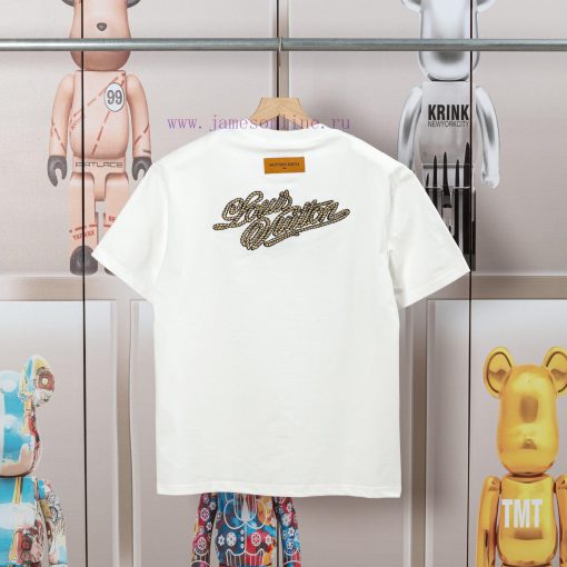 LV Louis Embroidered New Short Sleeves Made Of High Quality Nylon Smooth Pure Cotton Washed Fab gx07q657 - Image 3