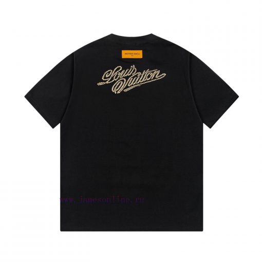 LV Louis Embroidered New Short Sleeves Made Of High Quality Nylon Smooth Pure Cotton Washed Fab yyy97mco - Image 3