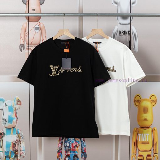LV Louis Embroidered New Short Sleeves Made Of High Quality Nylon Smooth Pure Cotton Washed Fab 4mpia6oz - Image 5