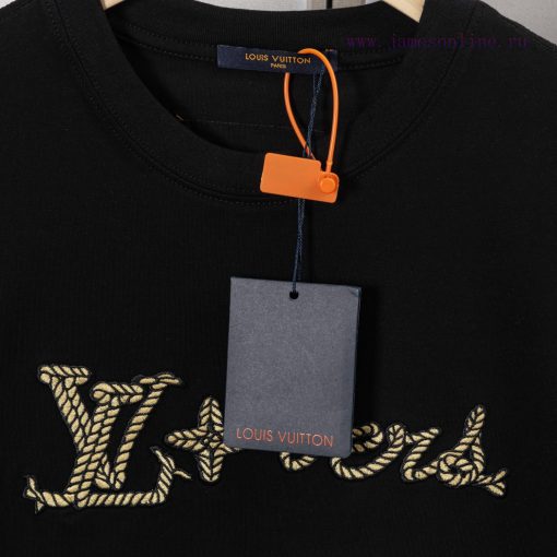 LV Louis Embroidered New Short Sleeves Made Of High Quality Nylon Smooth Pure Cotton Washed Fab 4mpia6oz - Image 6
