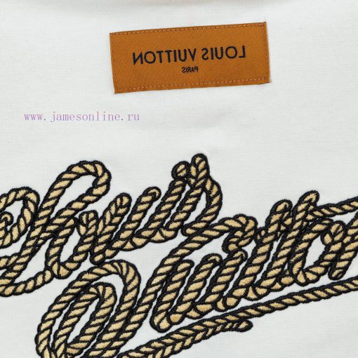 LV Louis Embroidered New Short Sleeves Made Of High Quality Nylon Smooth Pure Cotton Washed Fab gx07q657 - Image 7