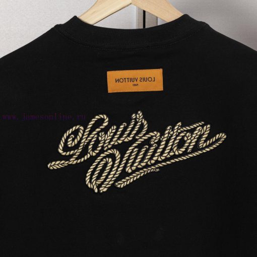LV Louis Embroidered New Short Sleeves Made Of High Quality Nylon Smooth Pure Cotton Washed Fab 4mpia6oz - Image 9