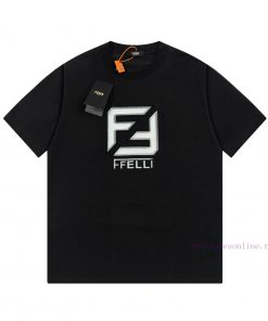 FENDI Spring/Summer New 3D Digital Printed Diamond Hot Short Sleeve T-shirt Detail Original Mol pyxev5fc