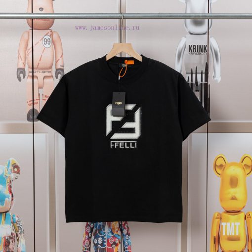 FENDI Spring/Summer New 3D Digital Printed Diamond Hot Short Sleeve T-shirt Detail Original Mol pyxev5fc - Image 2