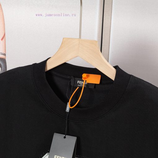 FENDI Spring/Summer New 3D Digital Printed Diamond Hot Short Sleeve T-shirt Detail Original Mol pyxev5fc - Image 6