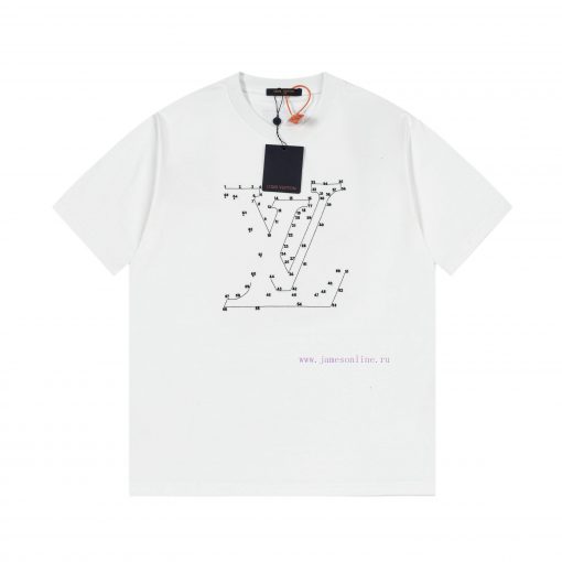 LV Louis Embroidered New Short Sleeves Made Of High Quality Nylon Smooth Pure Cotton Washed Fab a5zomyjk