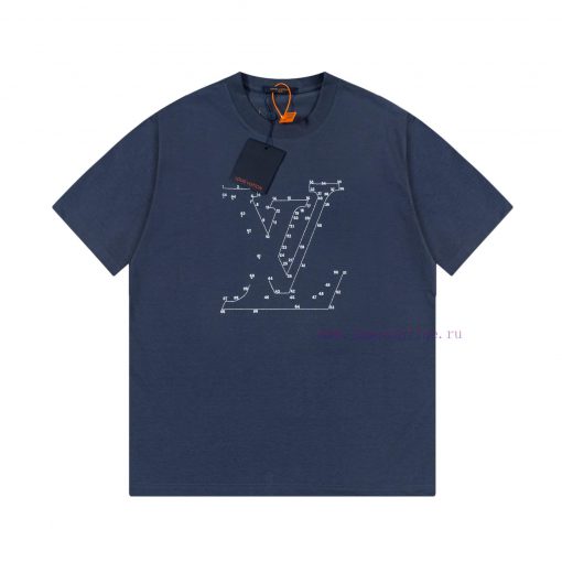 LV Louis Embroidered New Short Sleeves Made Of High Quality Nylon Smooth Pure Cotton Washed Fab 1a6o0ozo