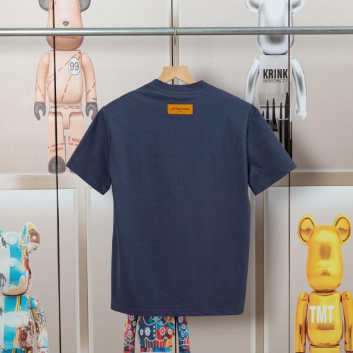 LV Louis Embroidered New Short Sleeves Made Of High Quality Nylon Smooth Pure Cotton Washed Fab gffx14ta - Image 3