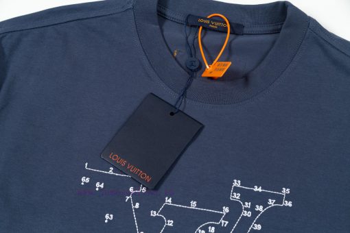 LV Louis Embroidered New Short Sleeves Made Of High Quality Nylon Smooth Pure Cotton Washed Fab 1a6o0ozo - Image 4