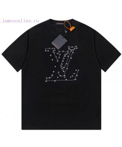 LV Louis Embroidered New Short Sleeves Made Of High Quality Nylon Smooth Pure Cotton Washed Fab dpzox2n1